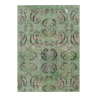 Vintage Zeki Müren Rug in Green With Colorful Geometric Patterns From Rug & Kilim For Sale