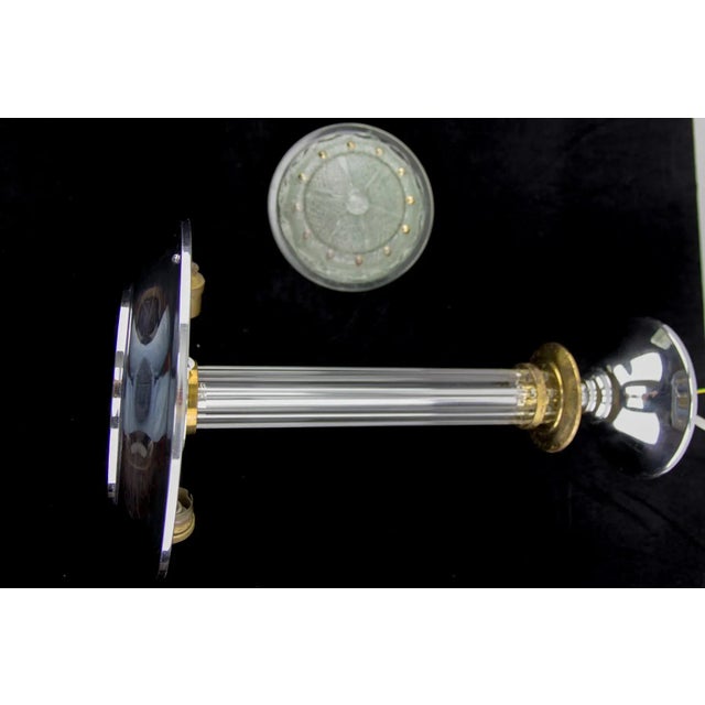 Art Deco French Chromed Brass and Glass Chandelier, 1930s For Sale - Image 12 of 16