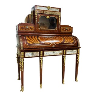 French Style Desk Woman Secretary With Gold Leaf Details For Sale