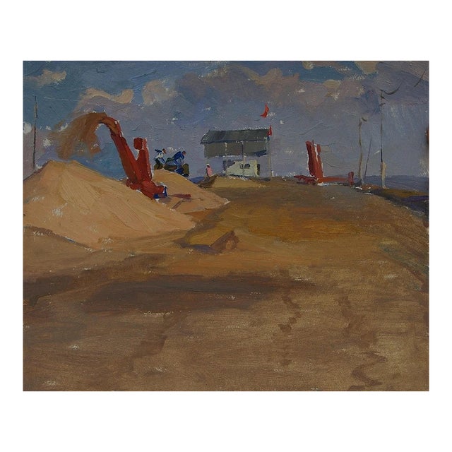 1970s Socialist Realism Oil Painting, Harvestwheat Field, 1970 44-54 For Sale