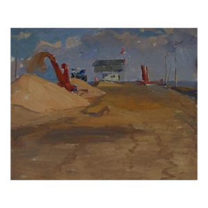 1970s Socialist Realism Oil Painting, Harvestwheat Field, 1970 44-54