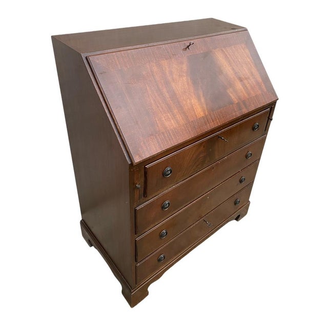 Vintage English Mahogany Secretaire, 1950s For Sale - Image 6 of 8