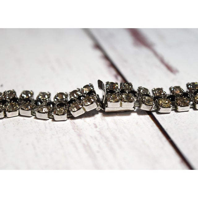 1980s Vintage American Designer Alexis Kirk Clear and Black Rhinestone Star Necklace Choker For Sale - Image 5 of 17