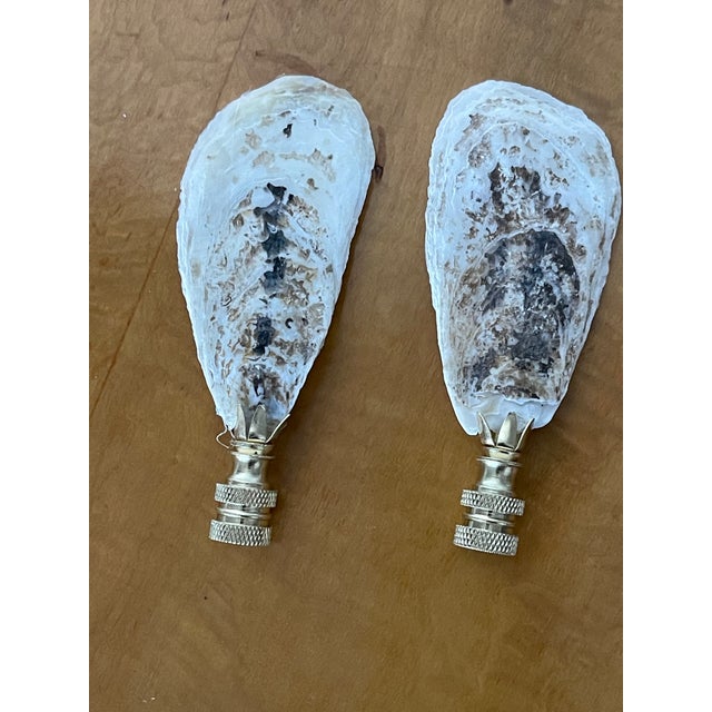 1960s Oyster Shell Lamp Finials - a Pair For Sale - Image 4 of 4