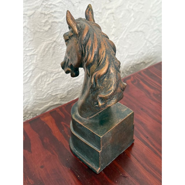 1980s Bronze Tone Horse Head Bookend For Sale - Image 6 of 8