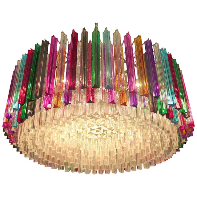Italian Triedri Murano Glass Chandelier, 1995 For Sale