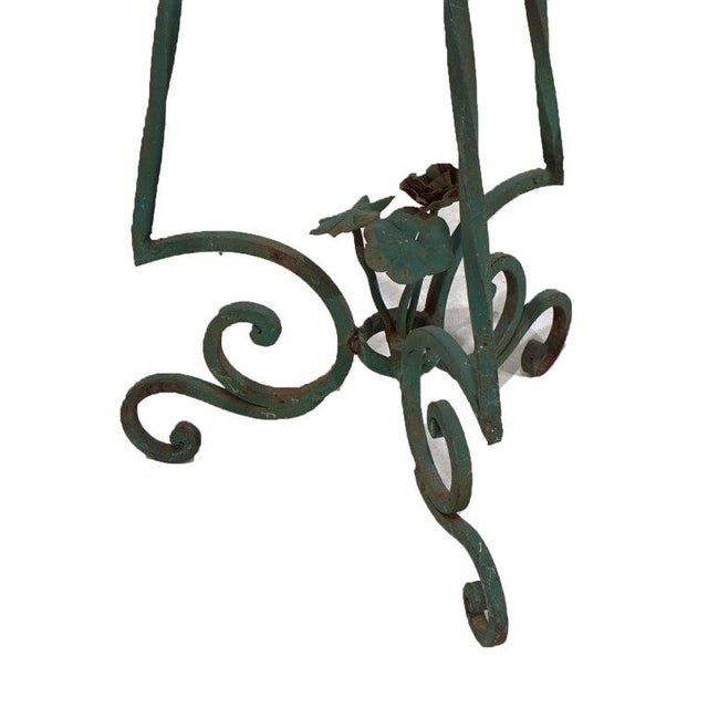 Antique Arts & Crafts Oscar Bach Style Wrought Iron & Marble Plant Stands C1920 For Sale - Image 11 of 11