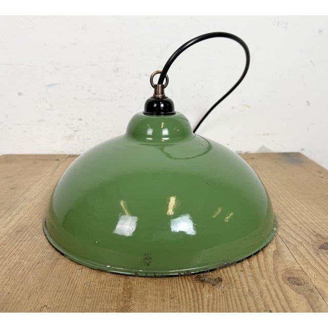 Industrial Green Enamel Pendant Light, 1970s For Sale - Image 9 of 16