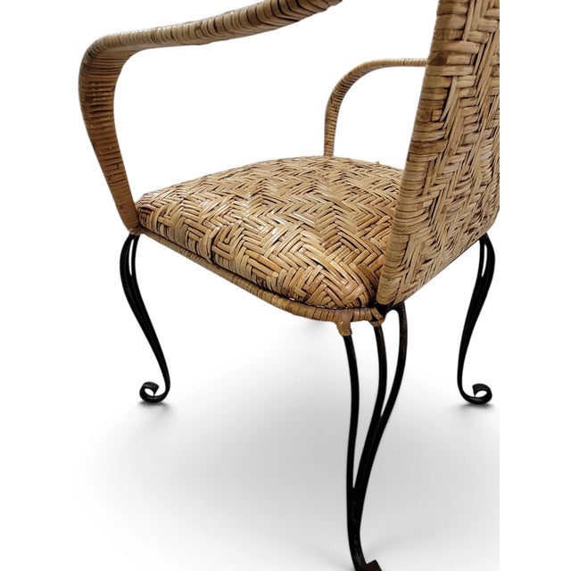 Late 20th Century French Bistro Style Wrought Iron & Maze-Woven Rattan Dining Suite, 5 Pc Set For Sale - Image 12 of 18