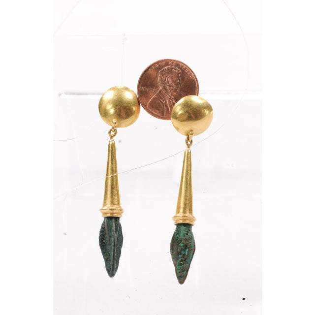 Metal Ancient Roman Arrowhead Earrings W/ 21k For Sale - Image 7 of 11