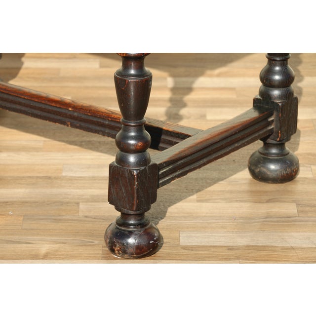 Antique English Solid Oak Barley Twist Side Table | Jacobean Revival Accent Table, Circa 1920s For Sale In Los Angeles - Image 6 of 18