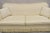 Early 21st Century Ethan Allen Contemporary Rolled Arm Gold Striped Upholstered Sofa With Skirt For Sale - Image 5 of 12