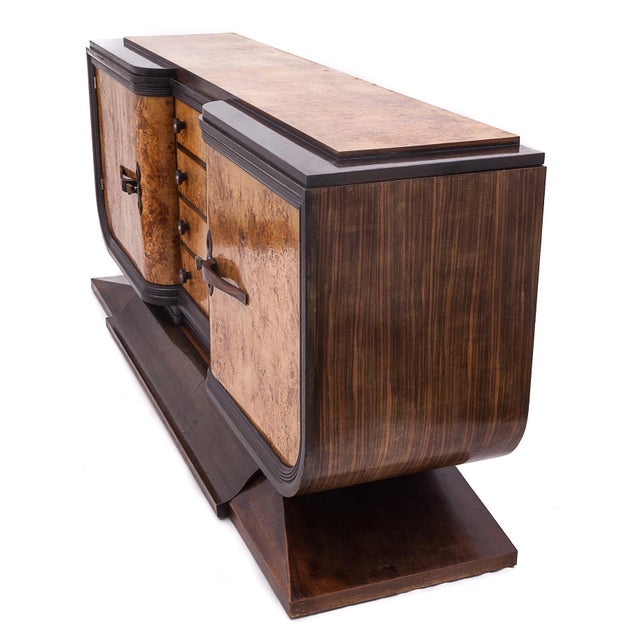 Art Deco Sideboard in Oak & Burl For Sale - Image 11 of 18