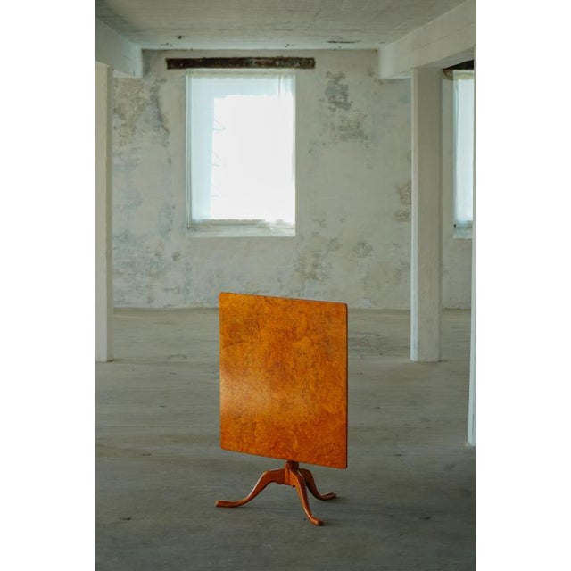 Antique Late 19th Century Swedish Square Folding Table in Burl Wood For Sale - Image 6 of 18