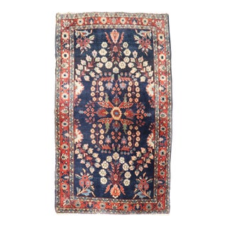 Antique Navy Blue Persian Sarouk Rug - 2'9" x 4'7" For Sale