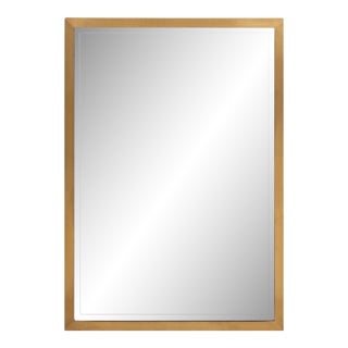 Brushed Brass Framed Beveled Glass Mirror For Sale