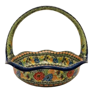 Late 20th Century Boleslawiec Polish Pottery Unikat 4054 Stoneware Basket