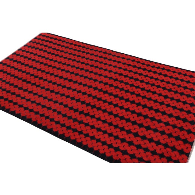 Rug & Kilim Vintage Zeki Müren Rug With Red and Black Geometric Stripes From Rug & Kilim For Sale - Image 4 of 8