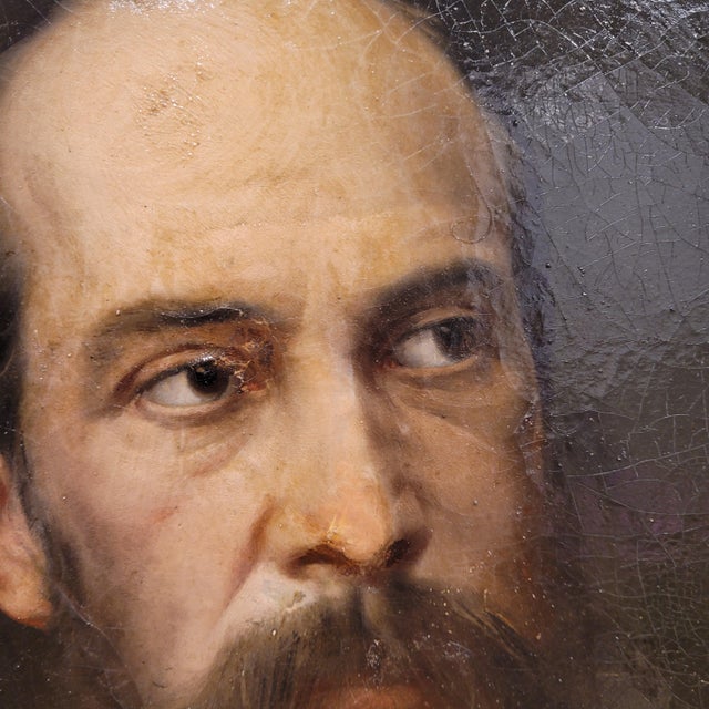 French School Artist, Male Portrait, 1800s, Oil on Board, Framed For Sale - Image 7 of 18