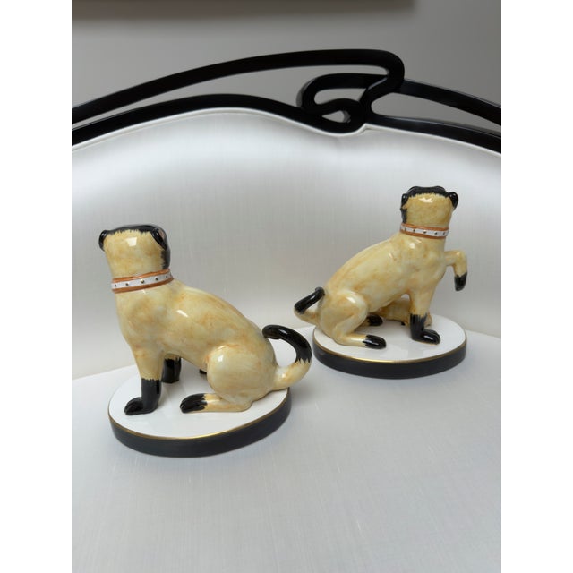 Traditional Chelsea House Charming Grumpy Ceramic Pugs For Sale - Image 3 of 8