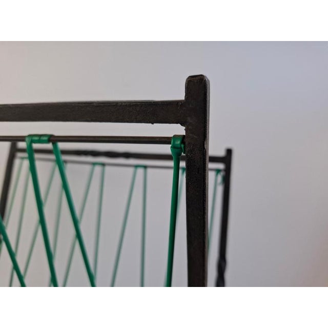 Mid-Century Czechoslovakian Magazine Rack with Green Wire, 1960 For Sale - Image 12 of 18