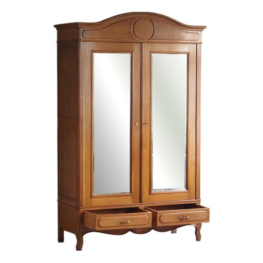 Antique Art Nouveau Mirrored Wardrobe with Drawers, France, 1900s For Sale