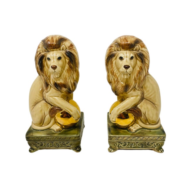 Vintage Andrea by Sadek Foo Lions a Pair For Sale - Image 9 of 11
