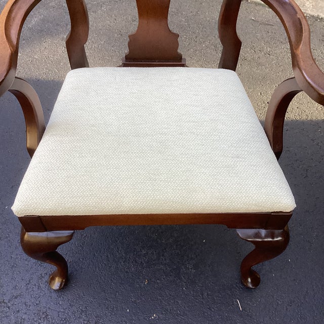 Queen Anne Mid 20th Century of 12 Restored Solid Mahogany Queen Anne Dining Chairs For Sale - Image 3 of 10