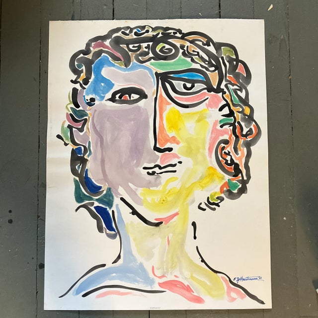 2000 - 2009 Contemporary E.J.Hartmann Original Abstract Portrait Painting Signed For Sale - Image 5 of 5