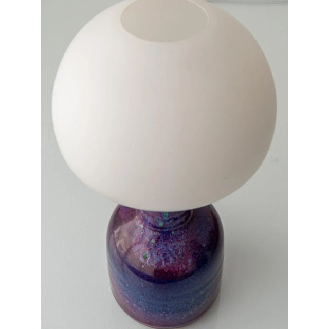Mid-Century Modern Ceramic and Opaline Glass Table Lamp by Jaap Ravelli, 1950s For Sale - Image 4 of 12