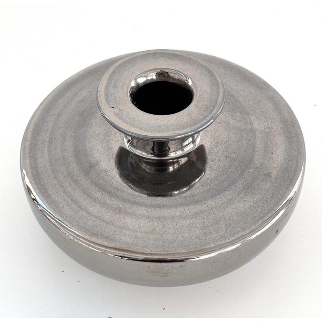 Ceramic Italian Metallic Ceramic Vase by Aldo Londi for Bitossi, 1960s For Sale - Image 7 of 12