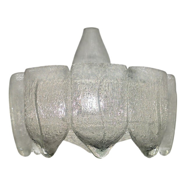 Vintage Metal Murano Ice Glass Doria Chandelier from Doria Leuchten, 1960s For Sale