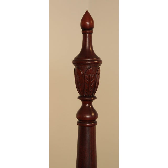 Link Taylor Solid Mahogany Queen Size Rice Carved Poster Bed For Sale - Image 11 of 13