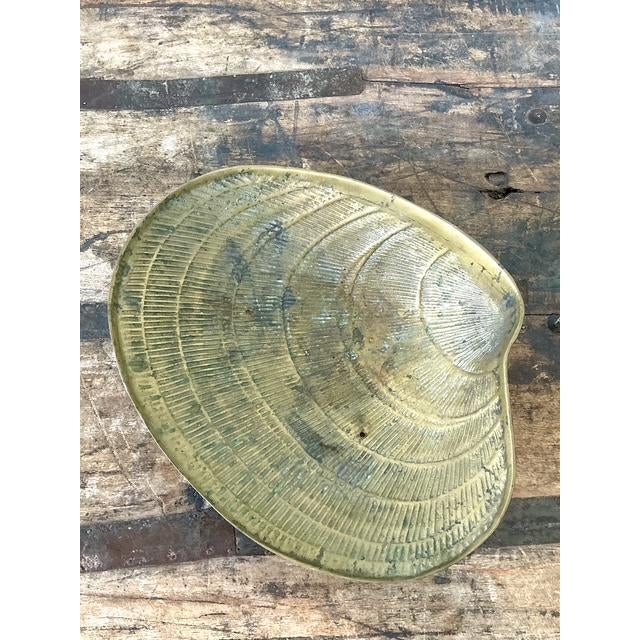 Vintage Brass Clamshell Bowl For Sale - Image 9 of 12