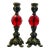 Mid 20th Century Red Faceted Baroque Inspired Candlesticks-a Pair For Sale
