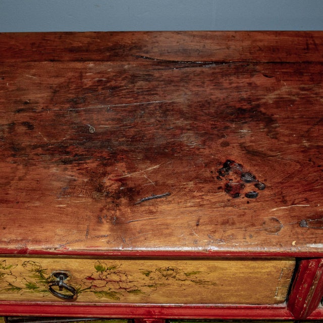 Antique Chinese Red & Yellow Painted Country Sideboard For Sale - Image 10 of 10