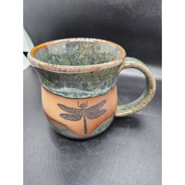American Dragonfly Always Axus Pottery Mug in Seamist Glaze - Handmade Ceramic Coffee Mug For Sale - Image 3 of 4