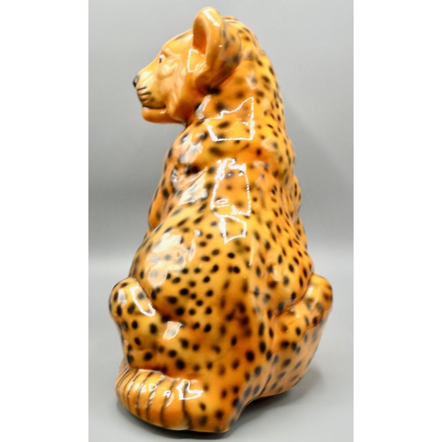 Mid 20th Century Mid Century Italian Glazed Leopard Cub Figure For Sale - Image 5 of 11