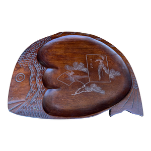 Vintage Japanese Carved Fish Shaped Sushi Tray, Nikkō-San, Circa 1950’s