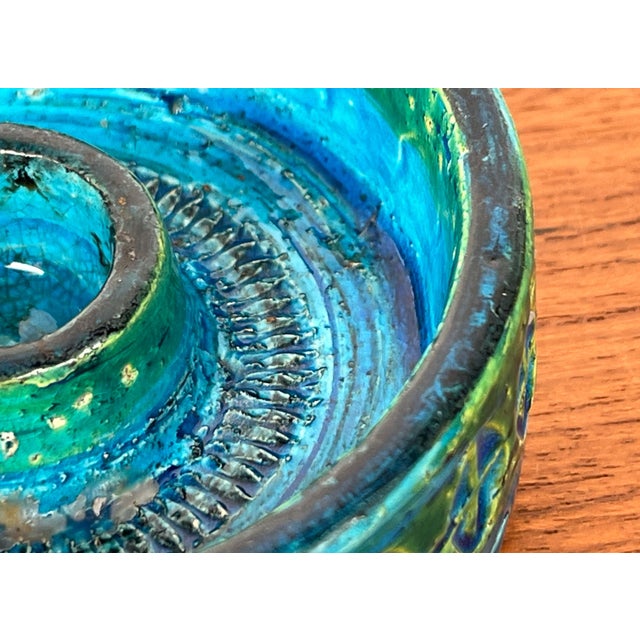 Mid-Century Modern Rimini Blu Pottery Candleholder by Aldo Londi for Bitossi, Italy, 1960s For Sale - Image 9 of 18