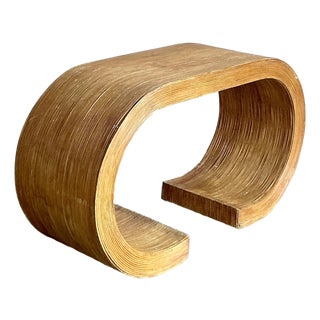 Vintage Boho Pencil Reed Scroll Console Table For Sale