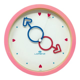 1980s Pink Heart Wall Clock by Lorenz For Sale