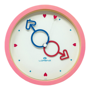 1980s Pink Heart Wall Clock by Lorenz