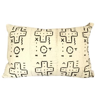 Mud Cloth Black and White Pillow For Sale