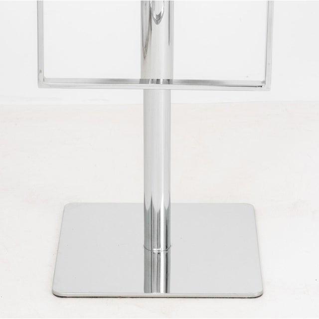 Modern Gray Leather and Chrome Bar Stools, 4 For Sale - Image 9 of 11