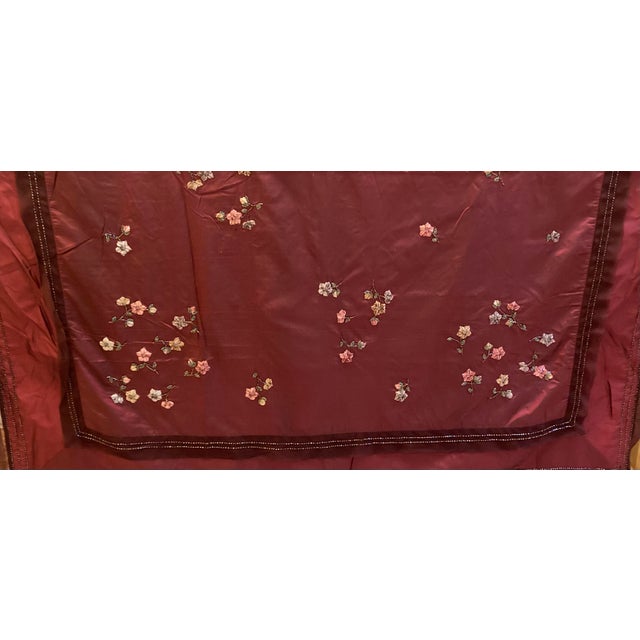 Sethi & Sethi Floral Embroidered Beaded Silk Throw/ Tabletopper For Sale - Image 4 of 10