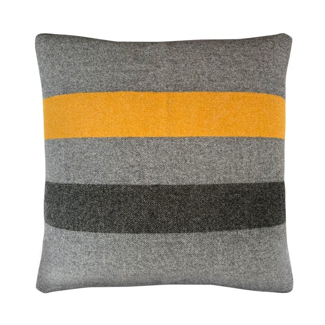 Gray Set of Three Wool Striped Pillows For Sale - Image 8 of 9