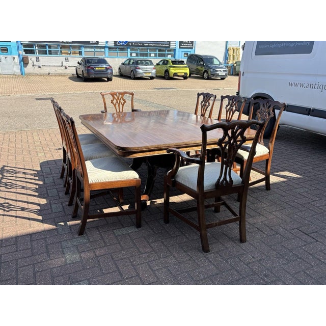 Antique Mahogany Dining Table and Chairs, Set of 9 For Sale - Image 14 of 18