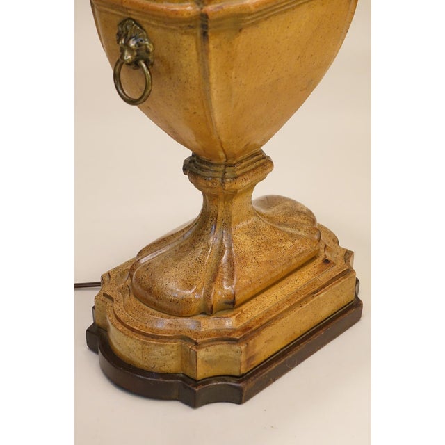 1960s 1960s Frederick Cooper Hollywood Regency Neoclassical Modern French Empire Trophy Urn Maple Wood Brass Table Lamp For Sale - Image 5 of 14