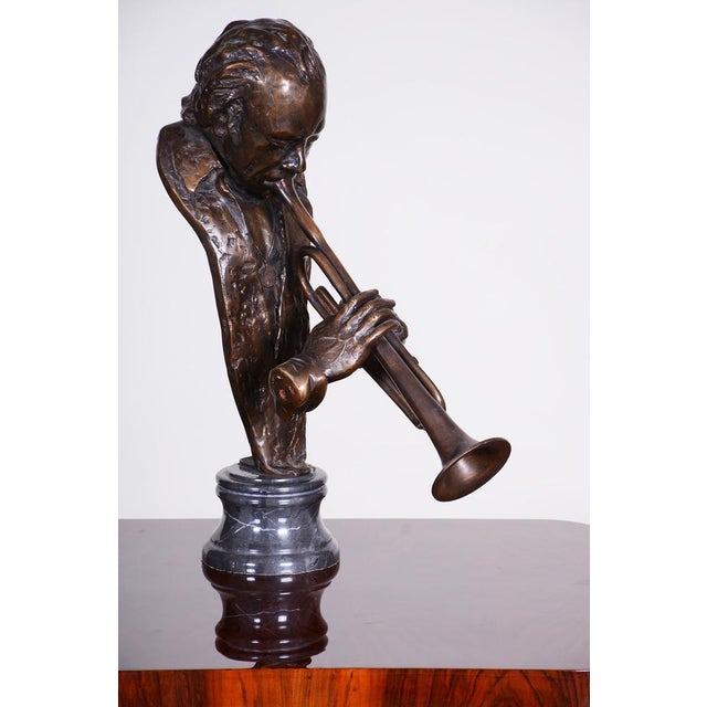 1930s Art Deco Miles Davis Sculpture in Bronze and Marble, Czech, 1930s For Sale - Image 5 of 18